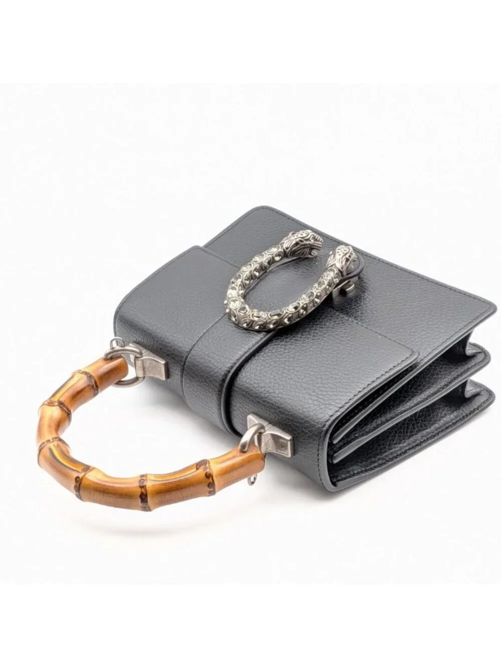 Gucci Bamboo Dionysus Leather Rhinestone 2-Way Shoulder Bag Black